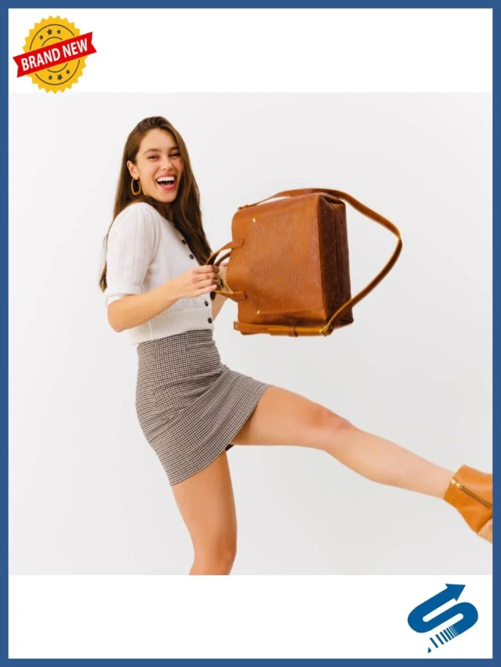 Medium Full-Grain Leather Crossbody Tote for Women Handmade
